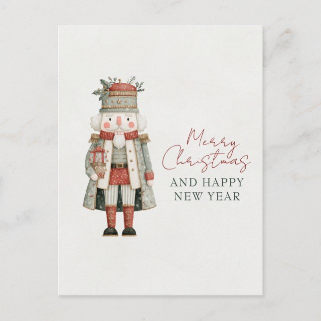 Minimalist Cute Nutcracker Christmas Vykort (Framsida)