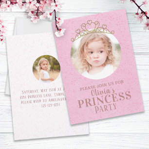 Minimalist Cute Princess Tiara Birthday Whimsical Inbjudningar