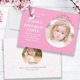 Minimalist Cute Princess Tiara Birthday Whimsical Inbjudningar