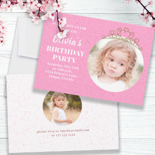 Minimalist Cute Princess Tiara Birthday Whimsical Inbjudningar