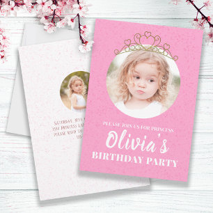 Minimalist Cute Princess Tiara Birthday Whimsical Inbjudningar