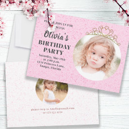 Minimalist Cute Princess Tiara Birthday Whimsical Inbjudningar