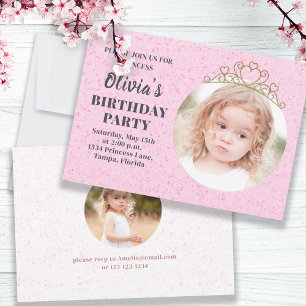 Minimalist Cute Princess Tiara Birthday Whimsical Inbjudningar