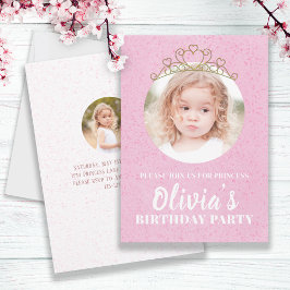 Minimalist Cute Princess Tiara Birthday Whimsical Inbjudningar