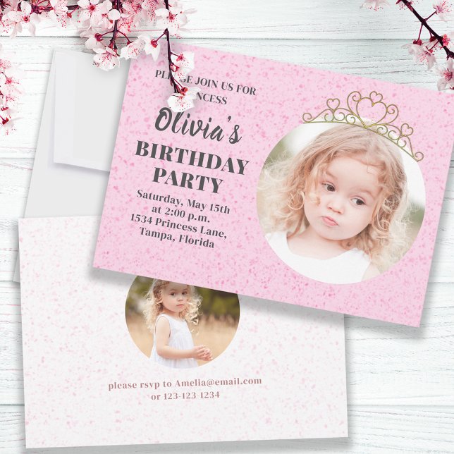 Minimalist Cute Princess Tiara Birthday Whimsical Inbjudningar (Skapare uppladdad)