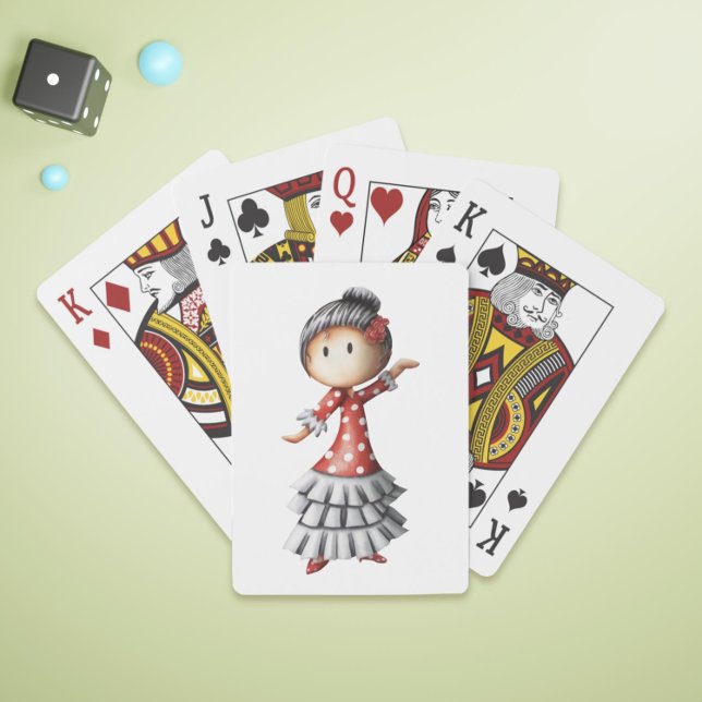Minimalist Cute Sevillana Dancer Illustration Casinokort (Minimalist Cute Sevillana Dancer Illustration Playing Cards)