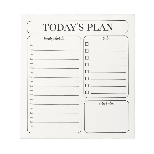 Minimalist Daily Planner Notepad | Hourly To Do Anteckningsblock (Framsida)