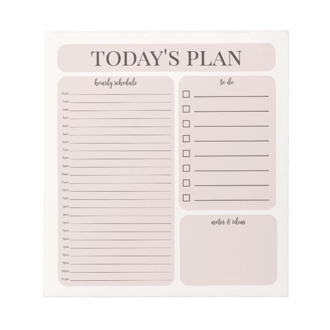 Minimalist Daily Planner Notepad | Hourly To Do Anteckningsblock (Framsida)