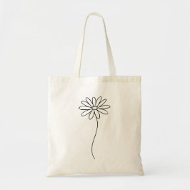 Minimalist Daisy Floral Line Art Tygkasse