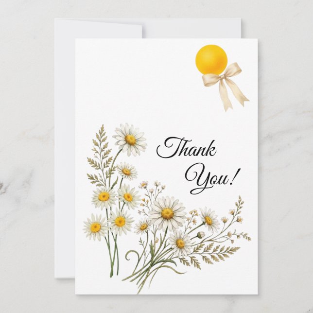 Minimalist Daisy Floral Thank You Note Tack Kort (Framsida)