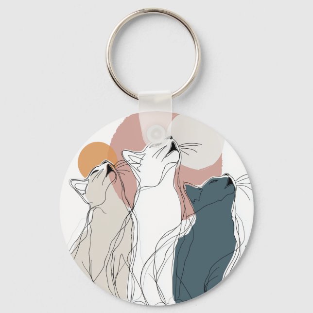 Minimalist Daisy Flowers Metal Keychain Nyckelring (Framsida)