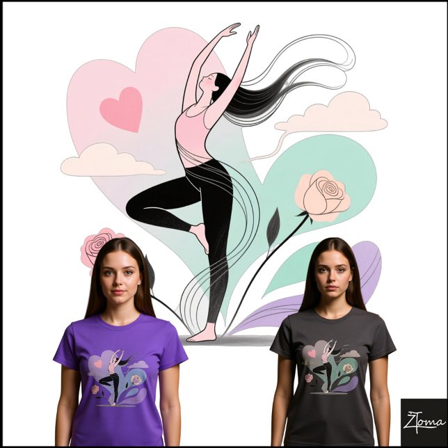 Minimalist Dancer Rose Heart Sketch Pastel T Shirt (Skapare uppladdad)