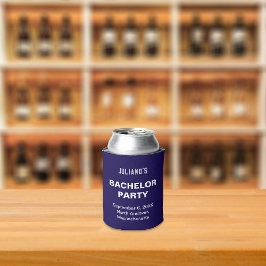 Minimalist Dark Blue Bachelor Party Can Cooler