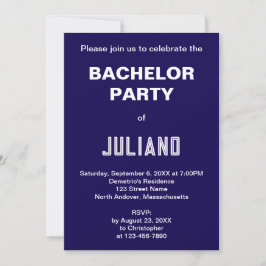 Minimalist Dark Blue Bachelor Party Invitation Inbjudningar