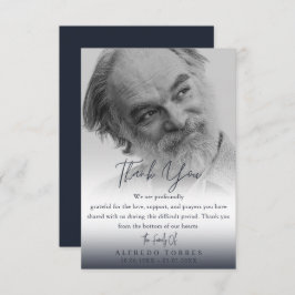 Minimalist Dark Blue Photo Funeral Sympathy  Tack Kort