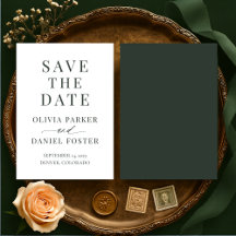 Minimalist Dark Green Wedding Save the Date