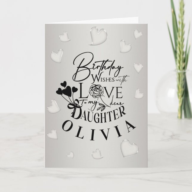 Minimalist Daughter Birthday Lettering Kort (Framsida)