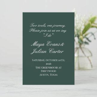  Minimalist Deep Emerald & Warm White Wedding  Inbjudningar