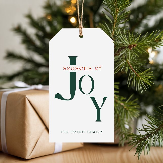 Minimalist Deep Green Script Christmas Family Name Presentetikett (Skapare uppladdad)