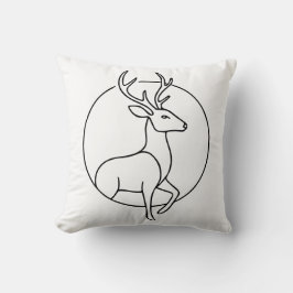 Minimalist Deer Line Art – Forest Animal Art Kudde