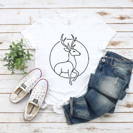 Minimalist Deer Line Art – Forest Animal Art T Shirt