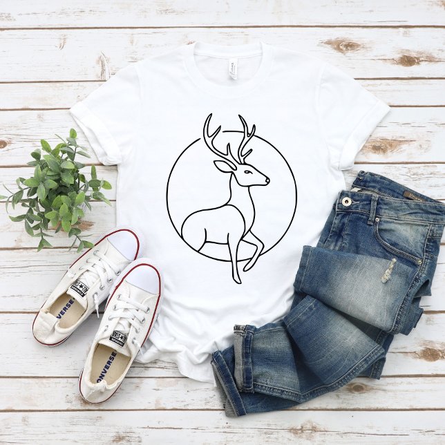 Minimalist Deer Line Art – Forest Animal Art T Shirt (Skapare uppladdad)