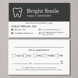Minimalist Dental Appointment Reminder Tooth Logo Visitkort
