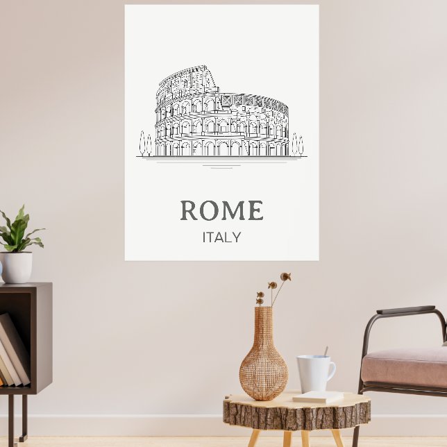Minimalist Design Rome Coliseum Travel Poster (Vardagsrum 3)