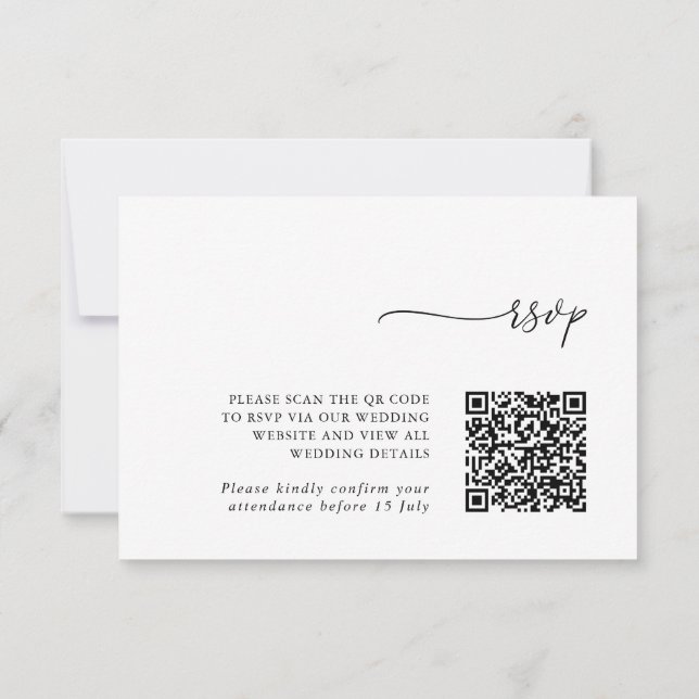Minimalist Details & QR Code Wedding RSVP Card OSA Kort (Baksida)