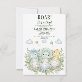 minimalist Dinosaur Baby Shower party boy Roar Inbjudningar