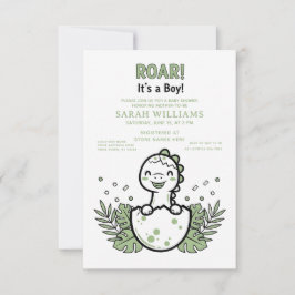 minimalist Dinosaur Baby Shower party boy Roar Inbjudningar