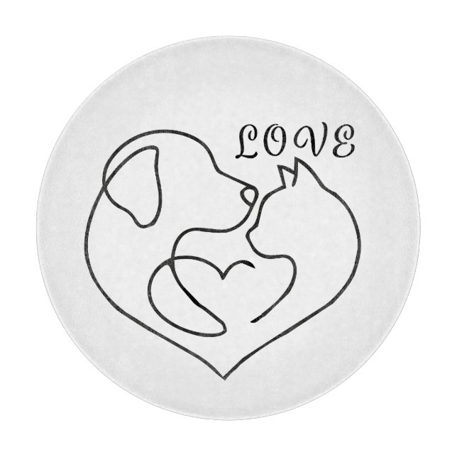 Minimalist Dog and Cat Heart - One Line Art Design (Framsidan)