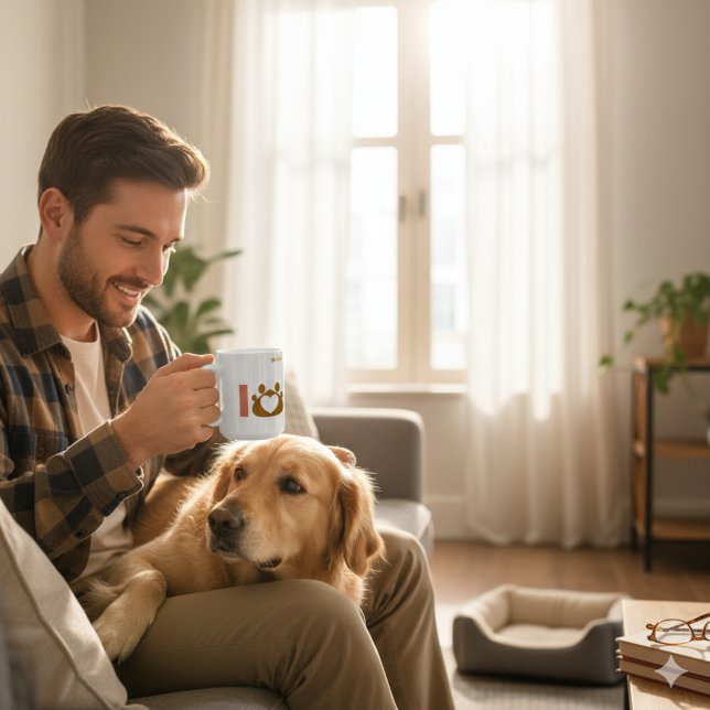 Minimalist Dog Dad Mug | Paw Print Heart Kaffemugg (Skapare uppladdad)