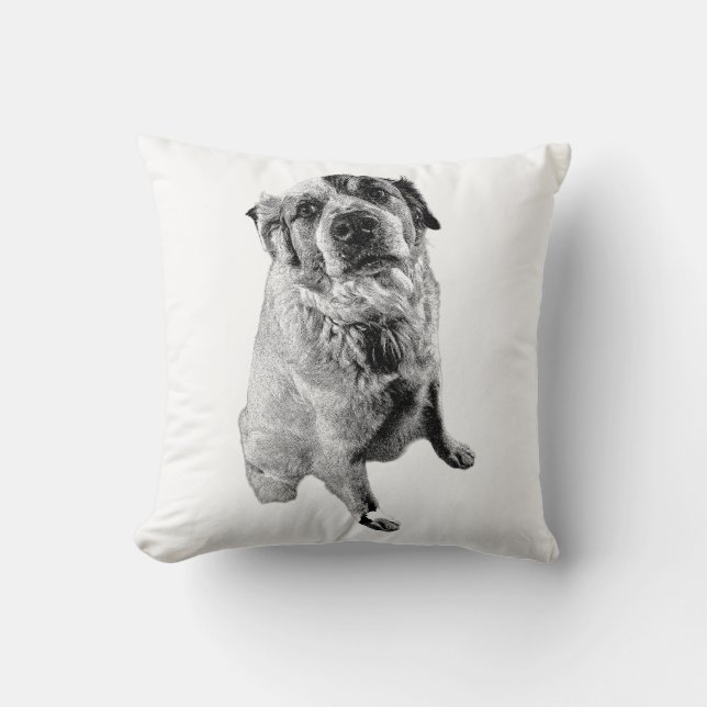 Minimalist Dog Ink Art Throw Pillow Kudde (Framsida)