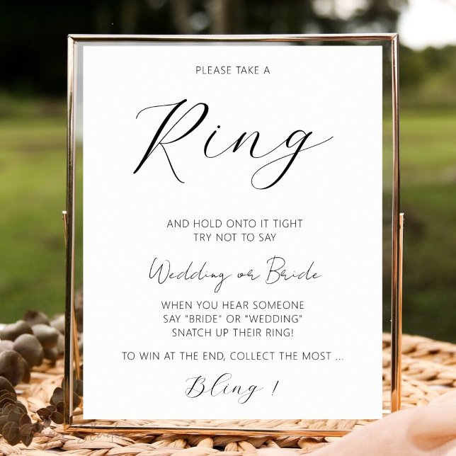 Minimalist Don't Say Bride Game Bridal Shower Ring Poster (Skapare uppladdad)