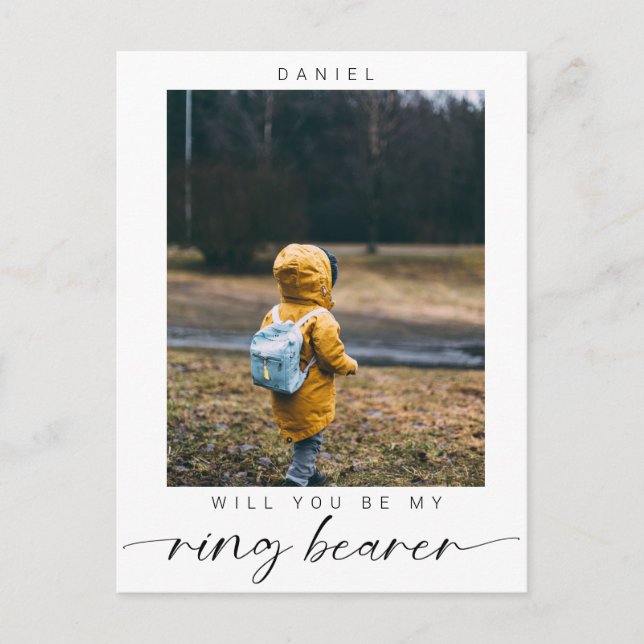 Minimalist... Du blir min Ring Bearer Photo Chic Vykort (Framsida)