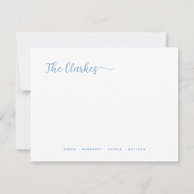 Minimalist Dusty Blue Family Stationery  Anteckningskort (Framsida)
