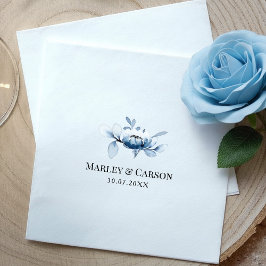Minimalist Dusty Blue Floral Wedding Party Pappersservett