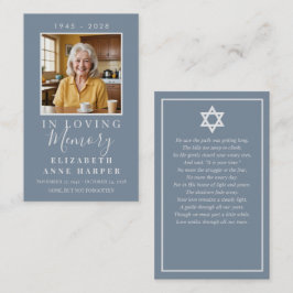 Minimalist Dusty Blue Jewish Funeral Prayer Card Visitkort