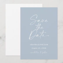 Minimalist Dusty Blue Save the Date Invitation