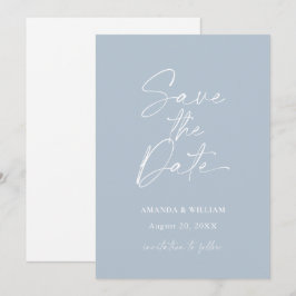 Minimalist Dusty Blue Save the Date Invitation Inbjudningar