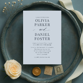 Minimalist Dusty Blue Wedding Invitation Inbjudningar