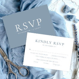 Minimalist Dusty Blue Wedding RSVP Card OSA Kort