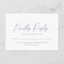 Minimalist Dusty Blue Wedding RSVP Card Tilläggskort