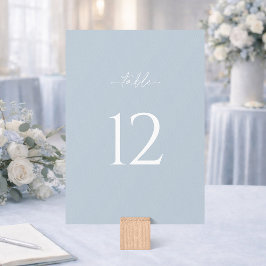 Minimalist Dusty Blue Wedding Table Number Sign Inbjudningar