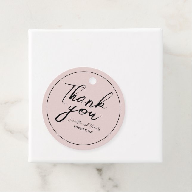 Minimalist Dusty Pink Calligraphy Script Thank you Gåvor Etiketter (På plats)