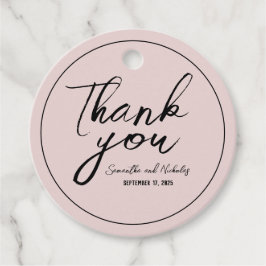 Minimalist Dusty Pink Calligraphy Script Thank you Gåvor Etiketter