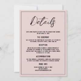 Minimalist Dusty Pink Details Wedding Invitation Inbjudningar