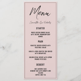 Minimalist Dusty Pink Menu Meny
