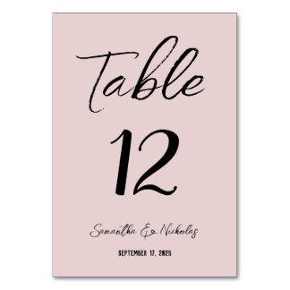 Minimalist Dusty Pink Table Number Bordsnummer